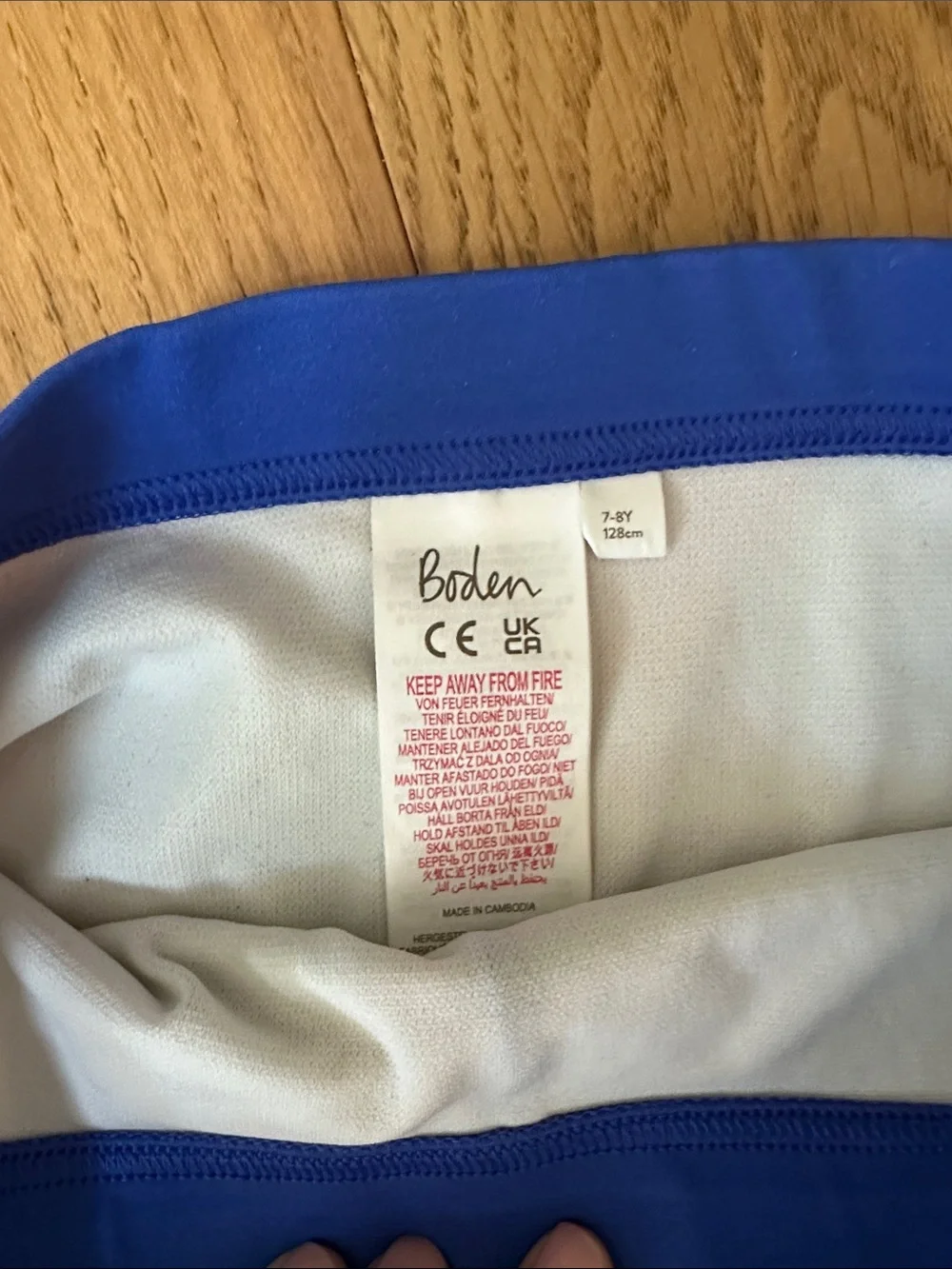 mini Boden Kids Blue Ocean Print Swim Shorts